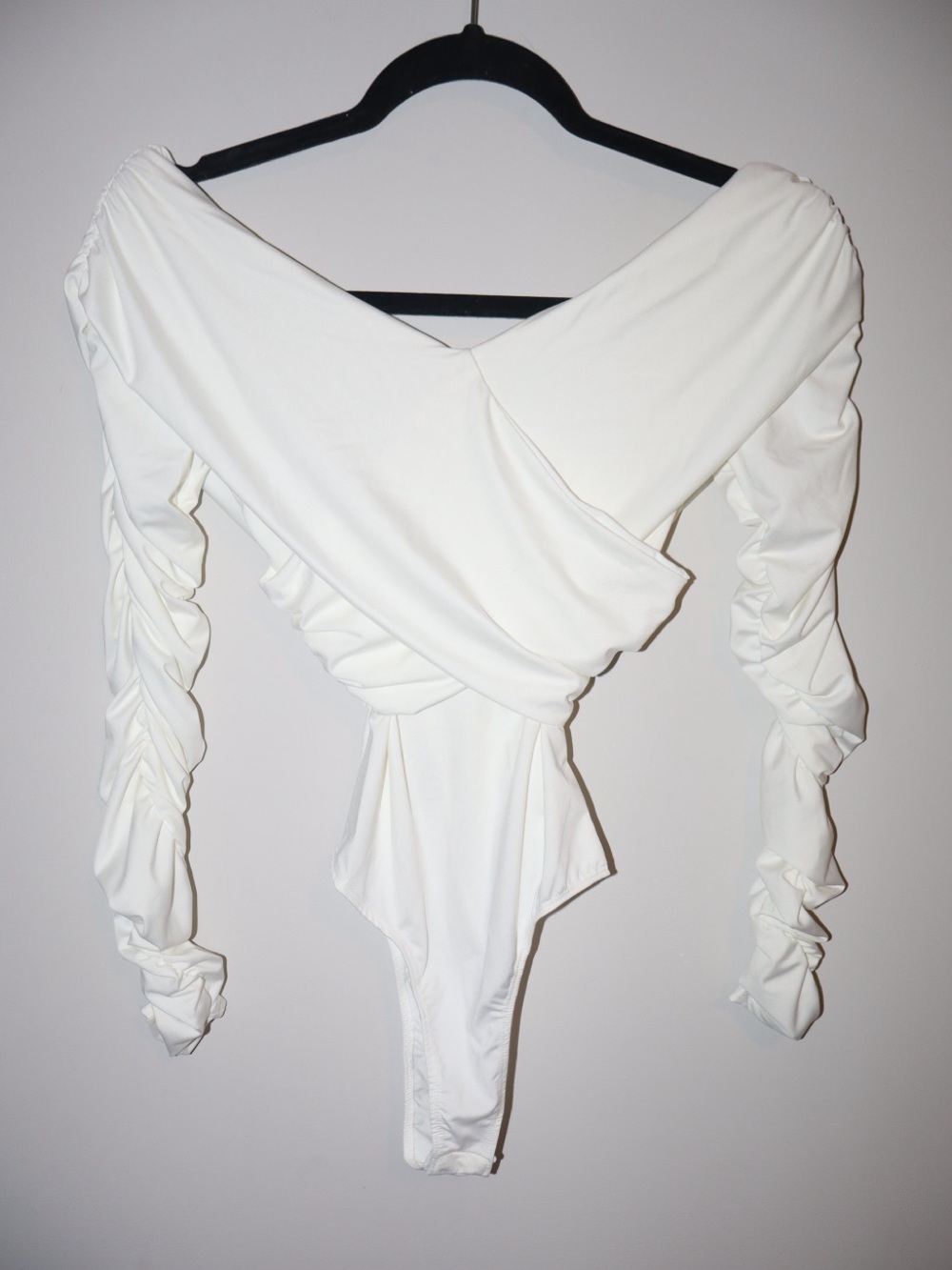 Ruched Off Shoulder Bodysuit - White
